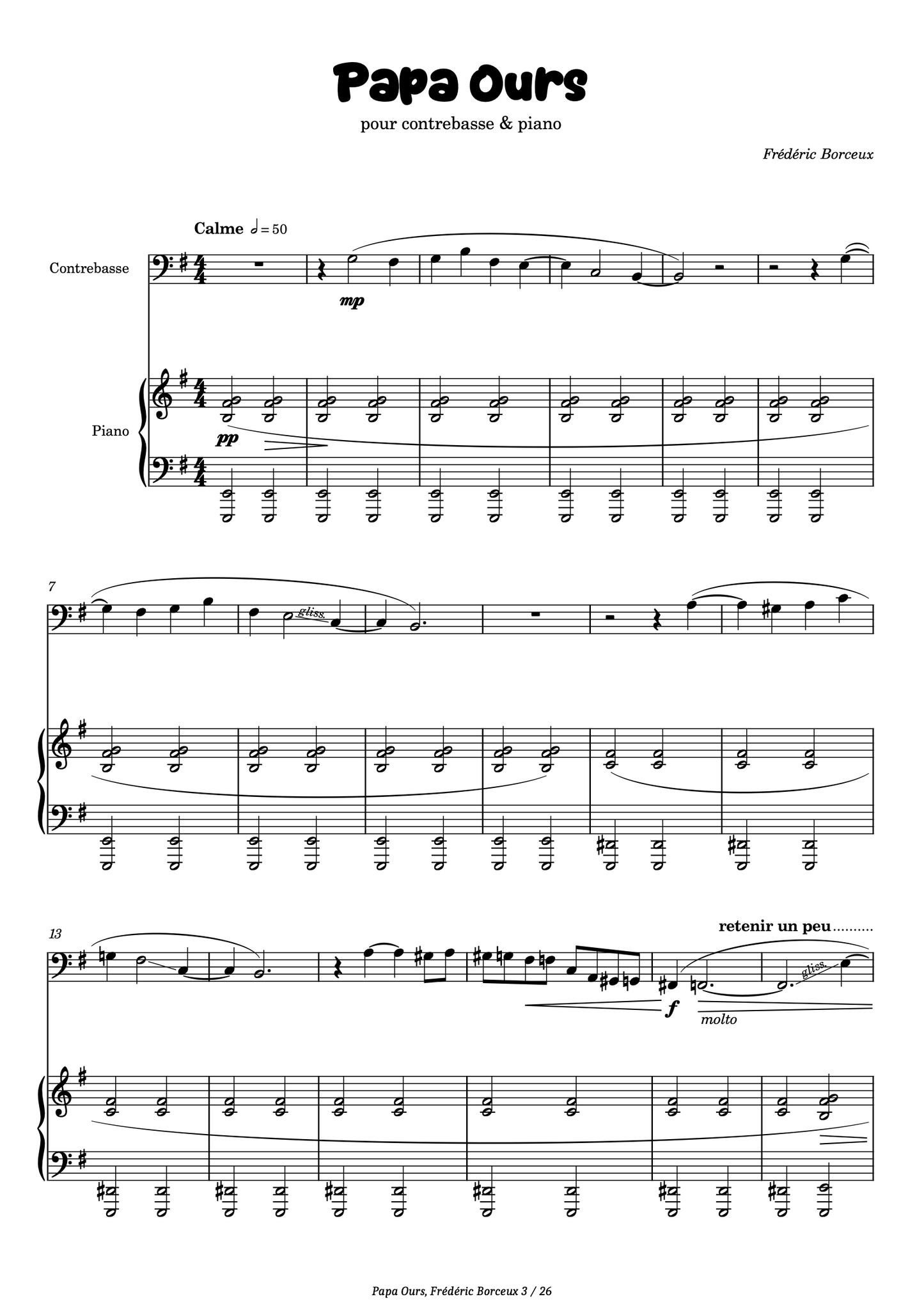 Frédéric Borceux: Papa Ours, double bass and piano
