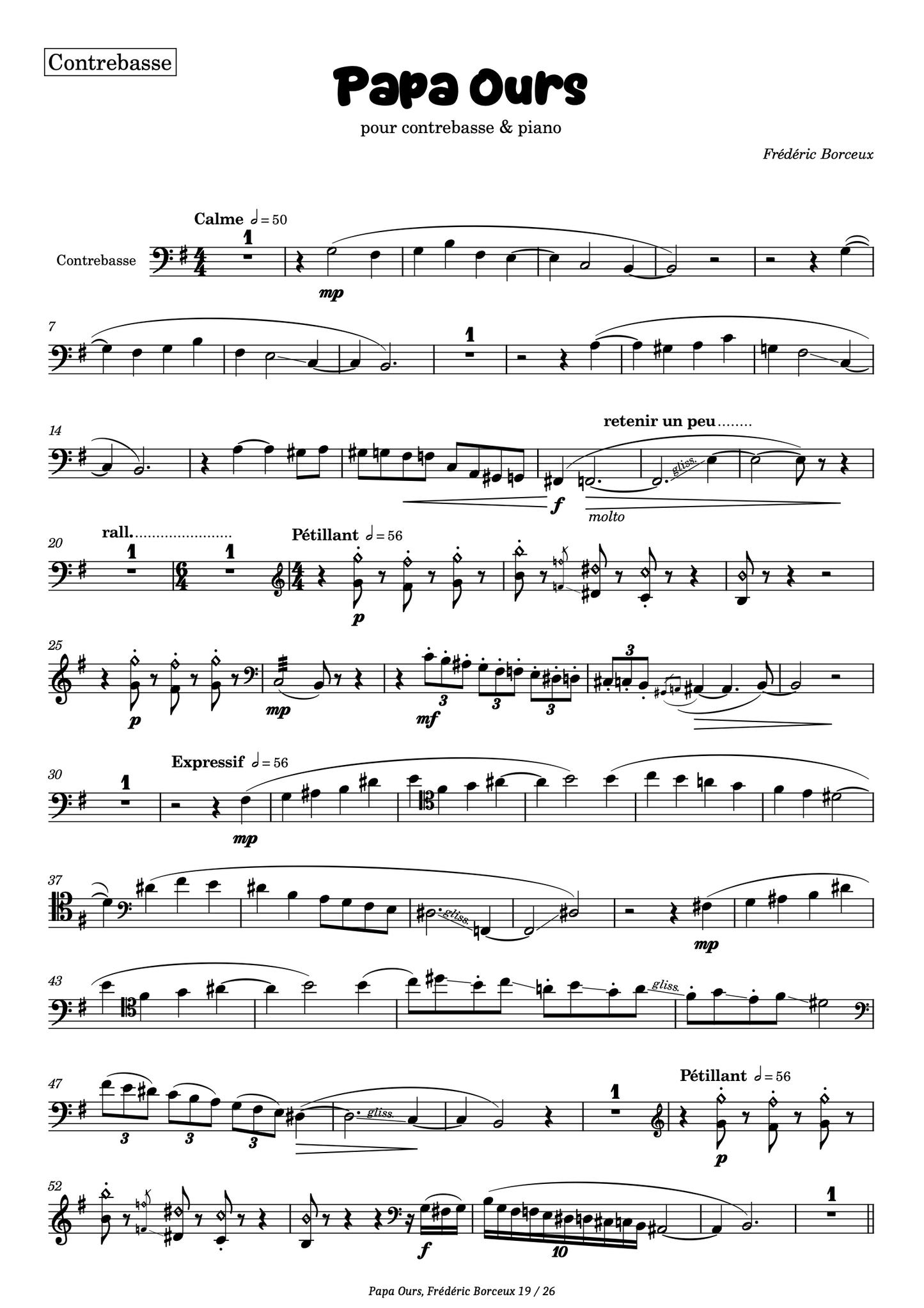 Frédéric Borceux: Papa Ours, double bass and piano