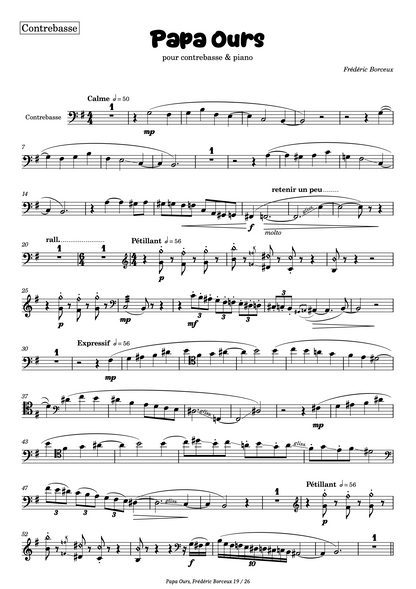 Frédéric Borceux: Papa Ours, double bass and piano