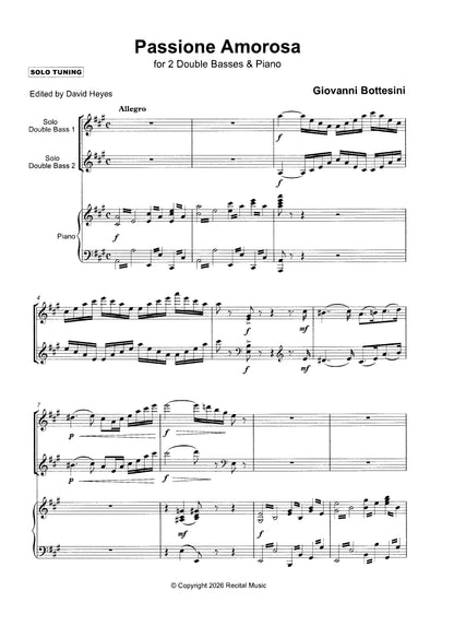 Bottesini: Passione Amorosa for 2 double basses & piano (ed. Heyes)