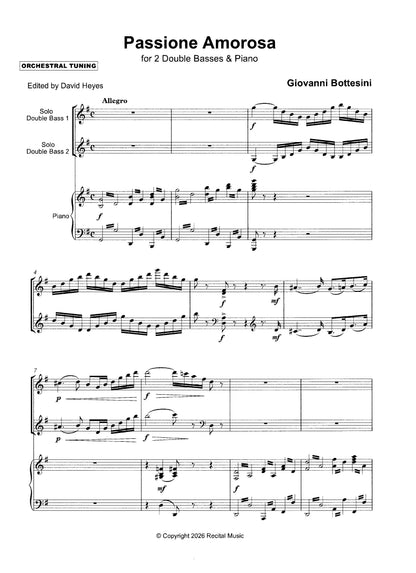 Bottesini: Passione Amorosa for 2 double basses & piano (ed. Heyes)
