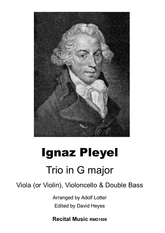 Ignaz Pleyel: Trio in G major for viola (or violin), violoncello & double bass (arr. Adolf Lotter)