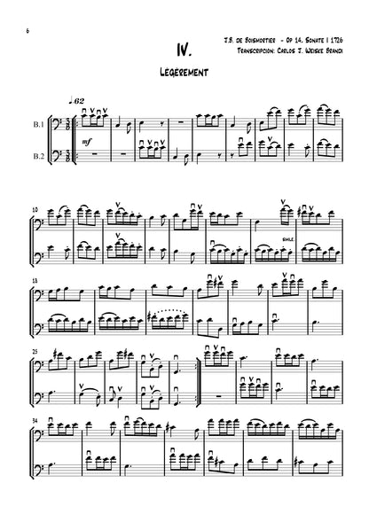 Boismortier: Sonata N° 1 Op. XIV for 2 double basses (ed. Weiske)