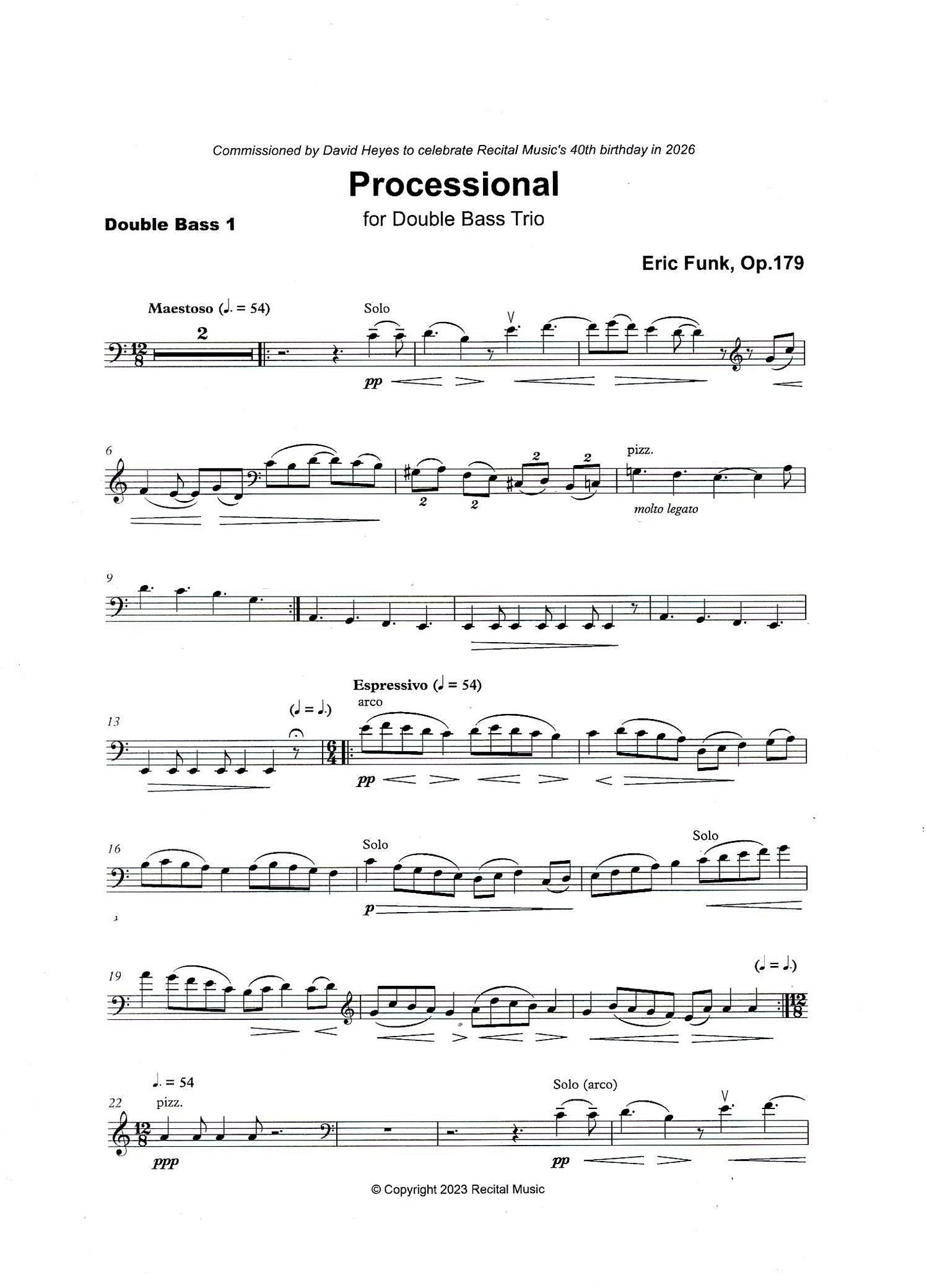 Eric Funk: Processional for double bass trio