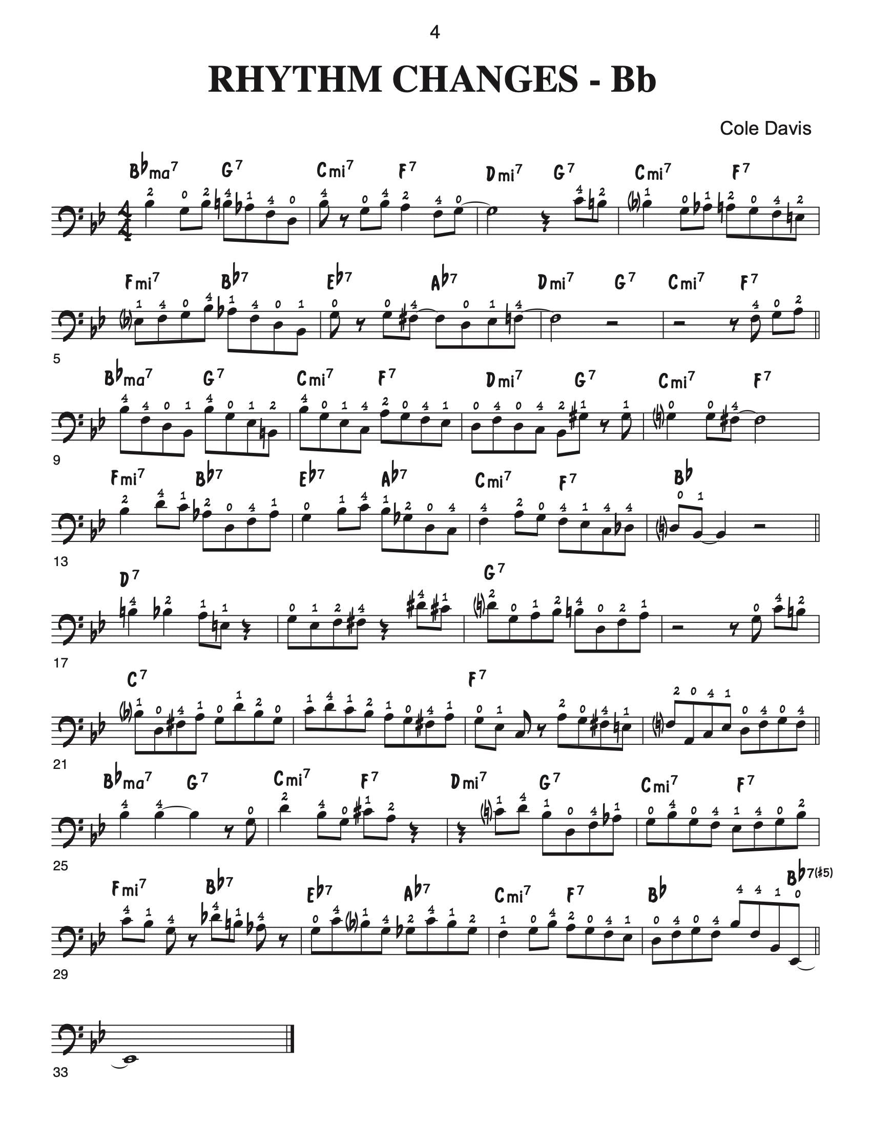 Cole Davis: Rhythm Changes In All 12 Keys (bass clef edition) – Double ...