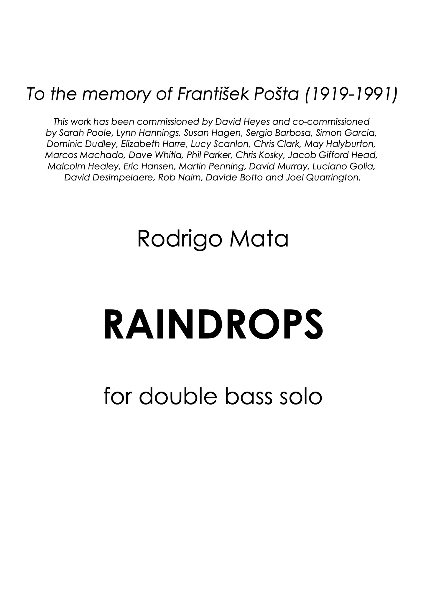 Rodrigo Mata: Raindrops for solo double bass