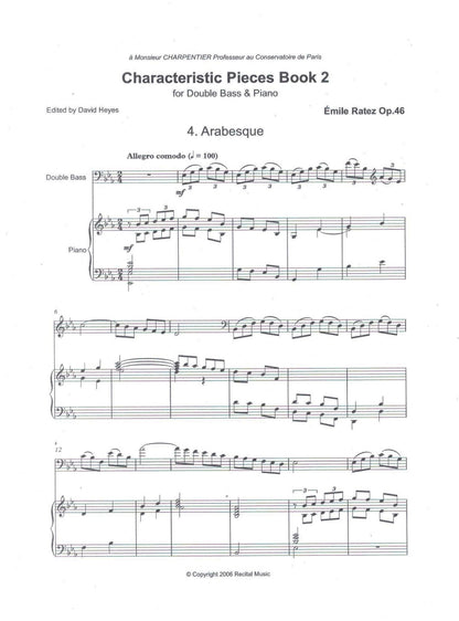 Émile Ratez: Characteristic Pieces Book 1 and 2 for double bass & piano