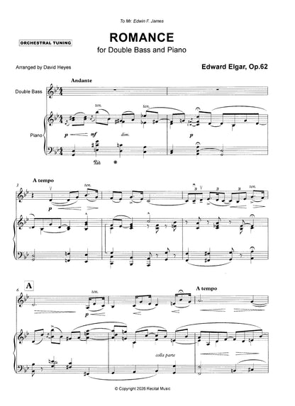 Edward Elgar: Romance Op.62 for double bass and piano (arr. Heyes)