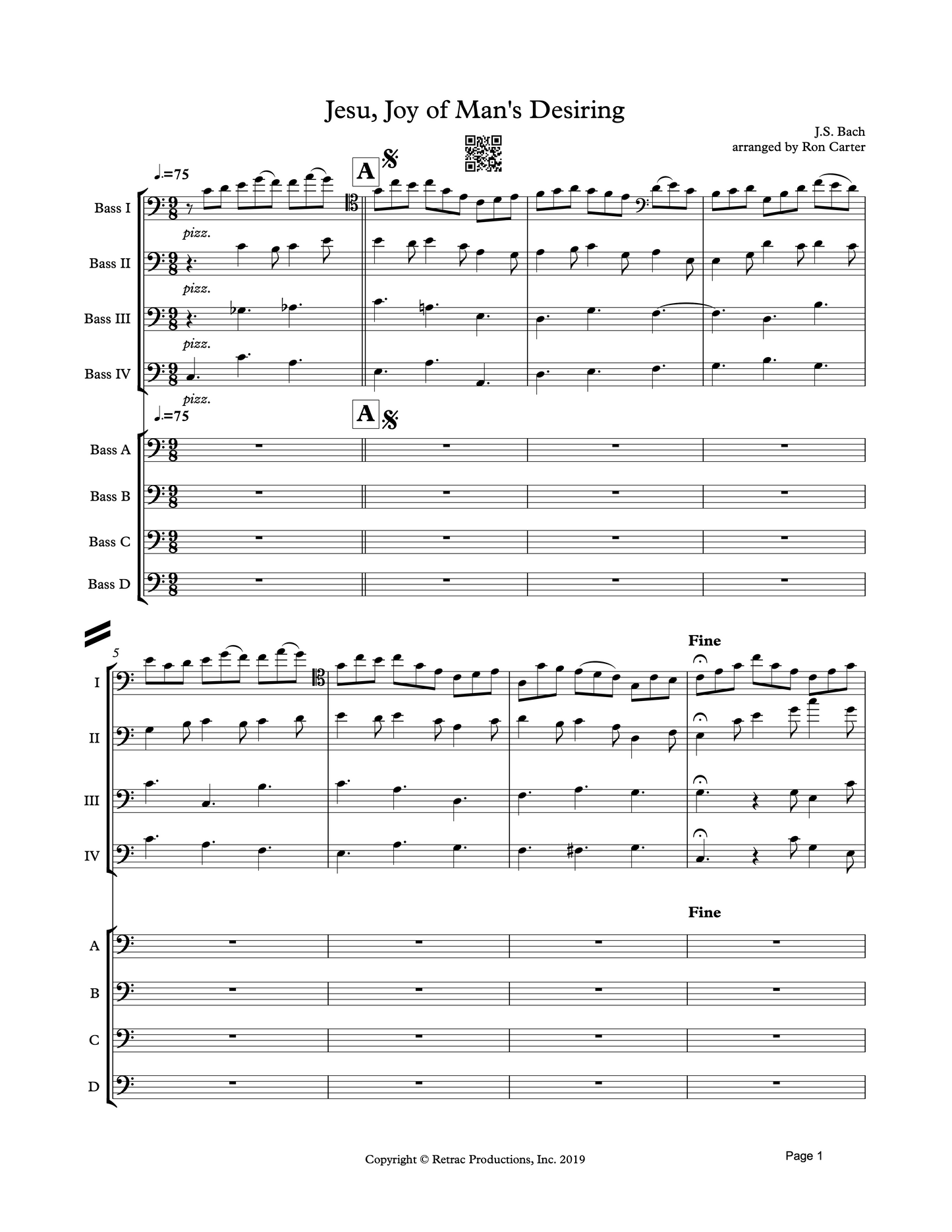 Ron Carter Meets Bach Vol. 3 for double bass ensemble