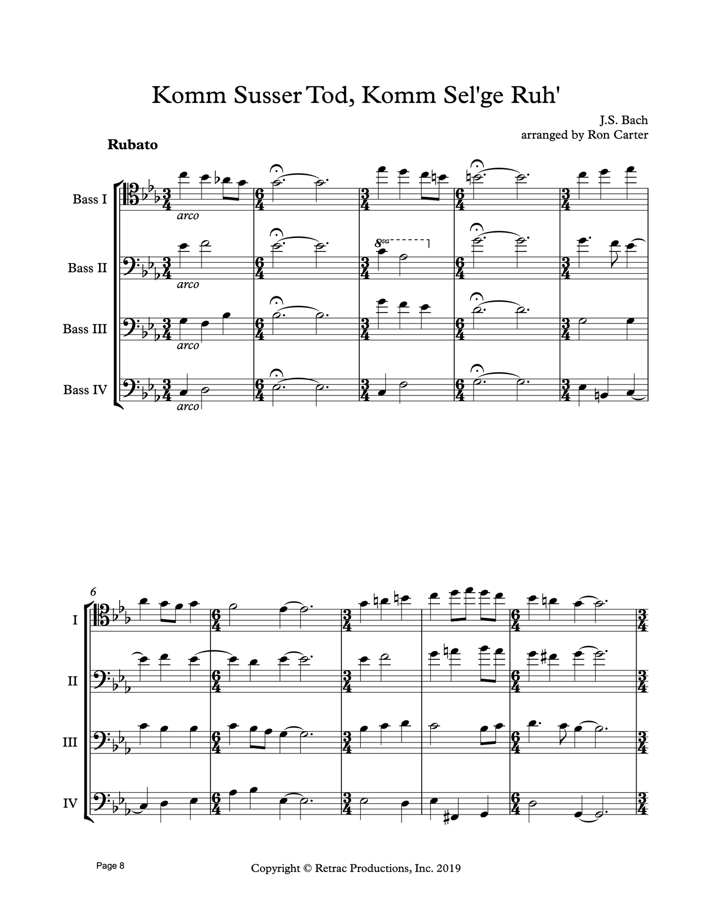 Ron Carter Meets Bach Vol. 3 for double bass ensemble