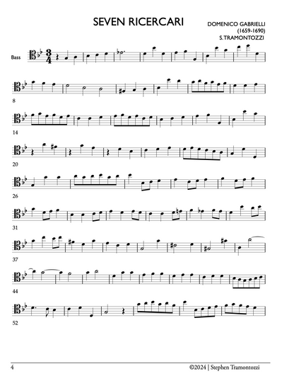 Domenico Gabrielli: 7 Ricercari for solo double bass (Tramontozzi)