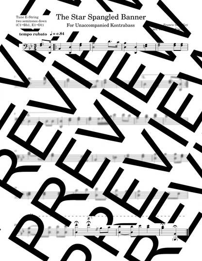The Star Spangled Banner for unaccompanied contrabass (arr. Kody S.D Caraveo)