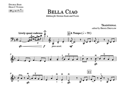 Bella Ciao for double bass and piano (ed. Drevlow)