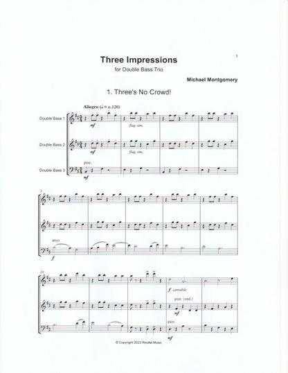 Michael Montgomery: Three Impressions for double bass trio