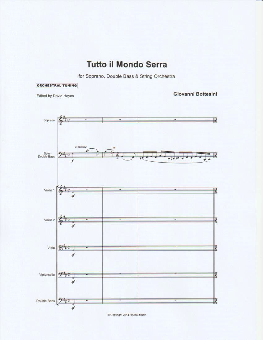 Bottesini: Tutto il Mondo Serra for soprano, double bass & string orchestra