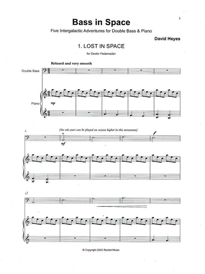 David Heyes: Bass in Space: Five Intergalactic Adventures for double bass & piano