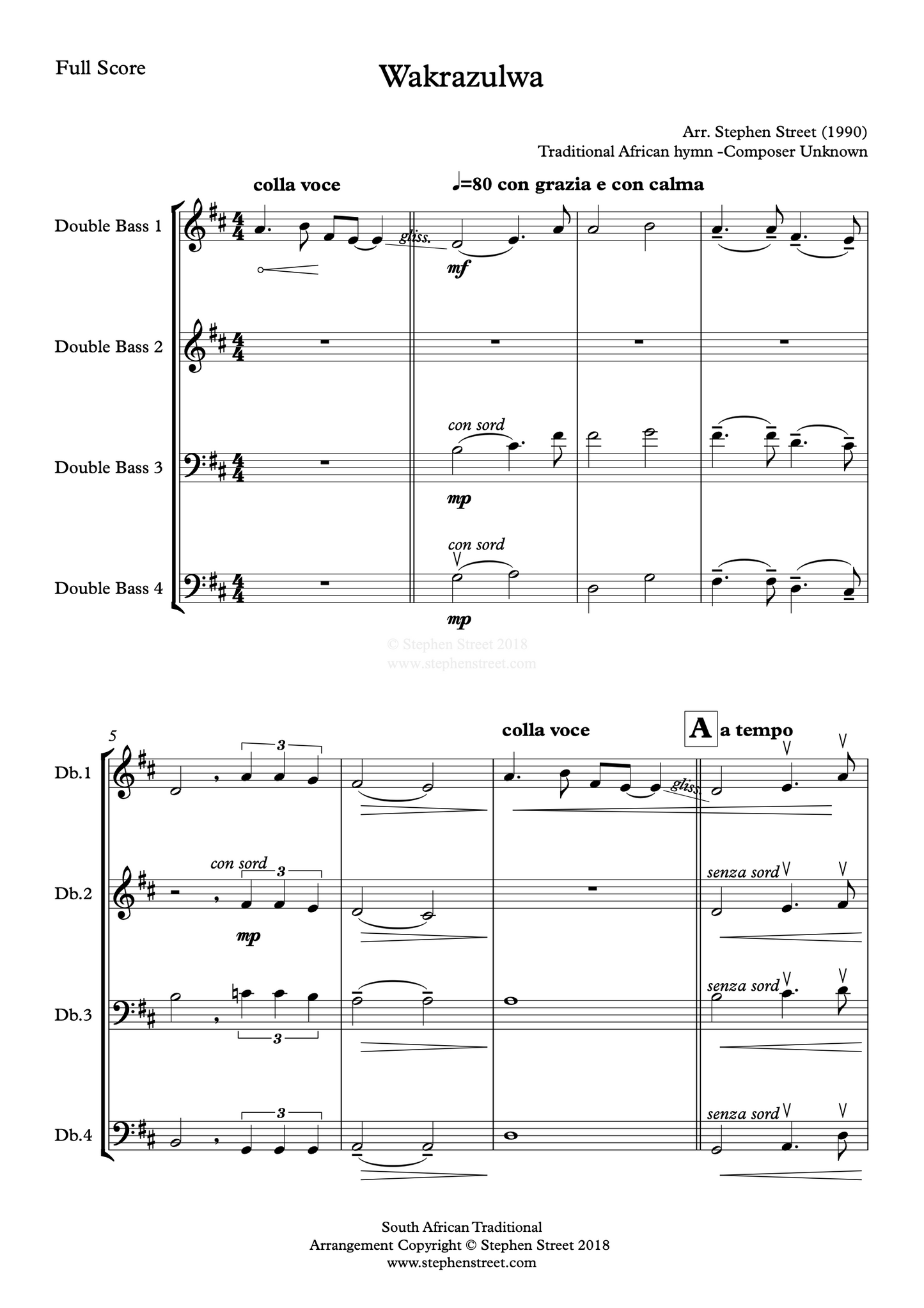 South African Melody: Wakrazulwa for bass quartet (arr. Stephen Street)