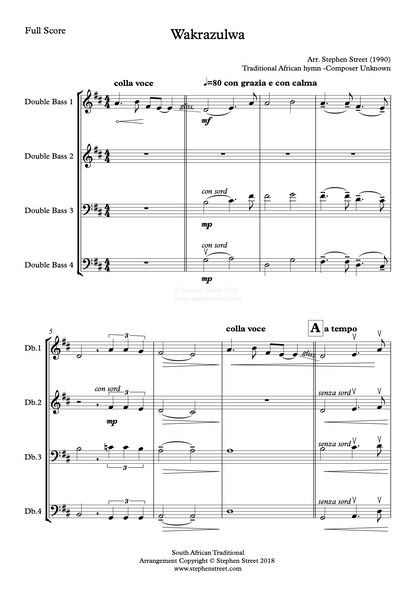 South African Melody: Wakrazulwa for bass quartet (arr. Stephen Street)