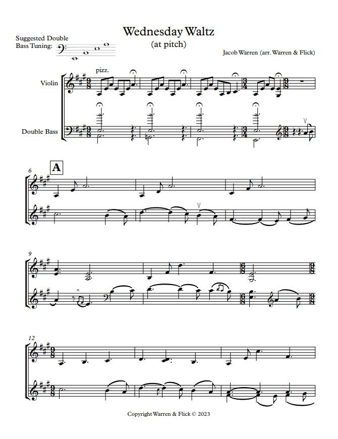Jacob Warren: Wednesday Waltz for Violin and Double Bass (arr. by Warren and Flick)