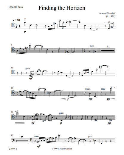 Howard Yermish: Finding the Horizon for Double Bass and Piano/Harp