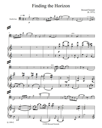 Howard Yermish: Finding the Horizon for Double Bass and Piano/Harp