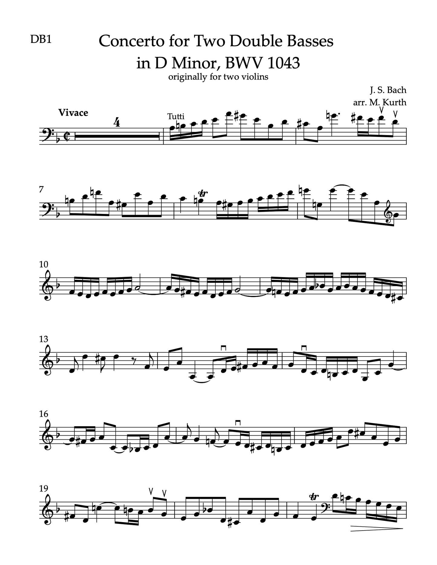 J.S. Bach: Double Concerto in D Minor, BWV 1043 for 2 double basses and piano (originally for two violins)