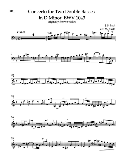 J.S. Bach: Double Concerto in D Minor, BWV 1043 for 2 double basses and piano (originally for two violins)