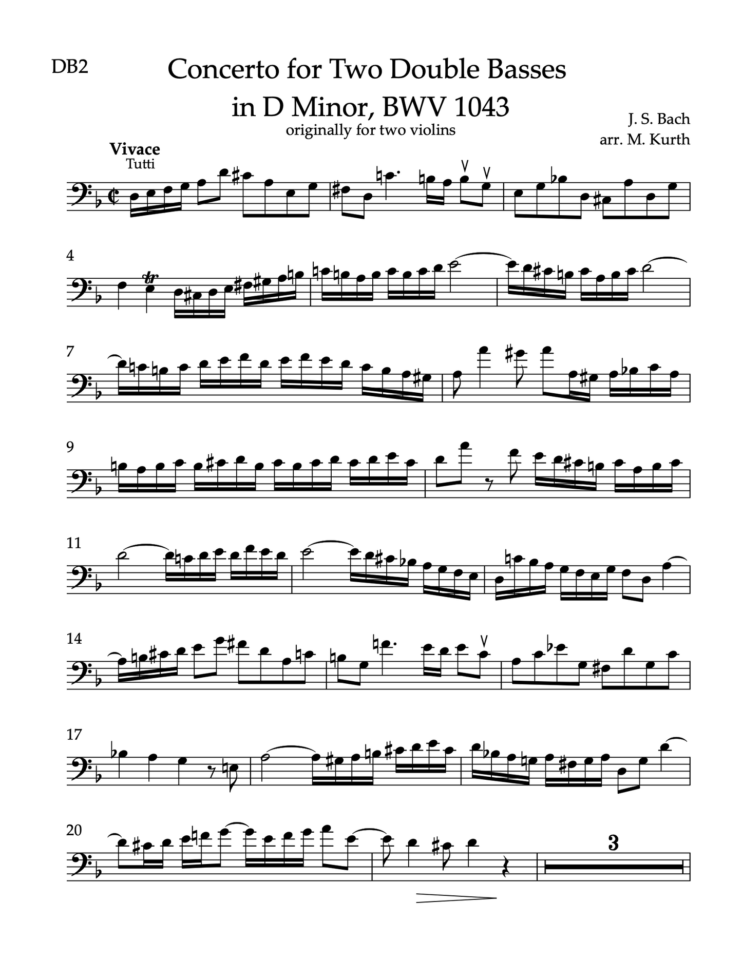 J.S. Bach: Double Concerto in D Minor, BWV 1043 for 2 double basses and piano (originally for two violins)