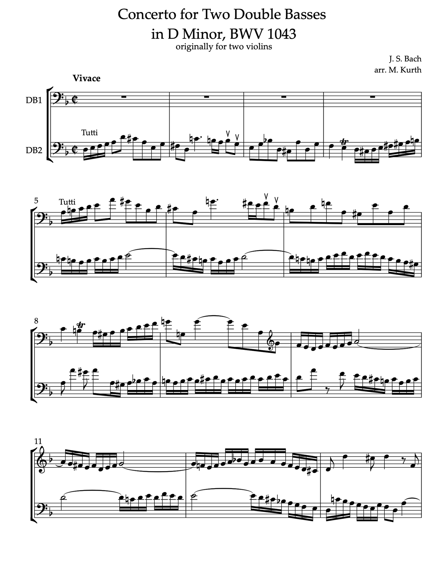 J.S. Bach: Double Concerto in D Minor, BWV 1043 for 2 double basses and piano (originally for two violins)
