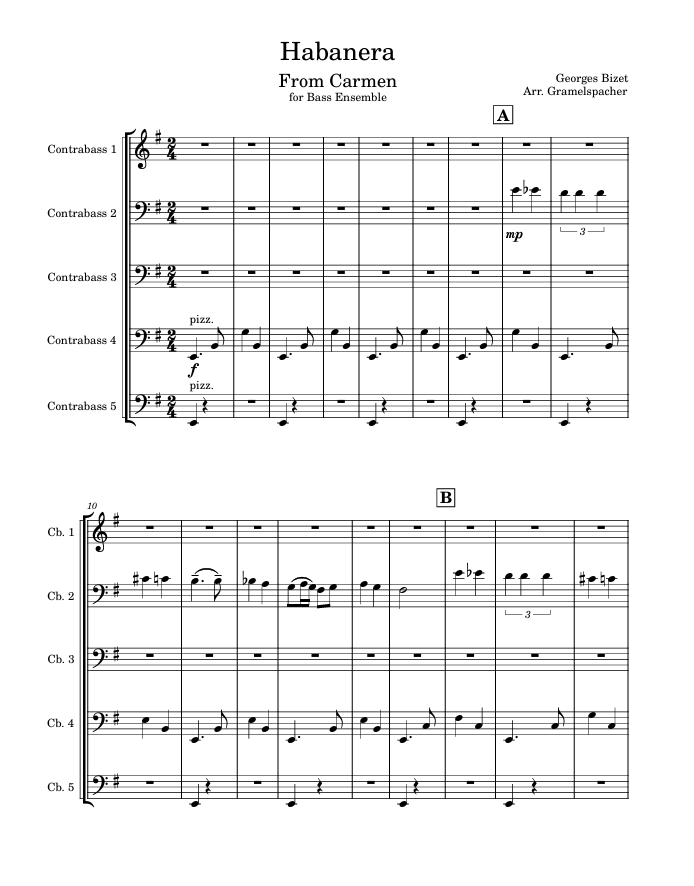 Bizet: Habanera from Carmen for double bass ensemble (arr. Gramelspacher)