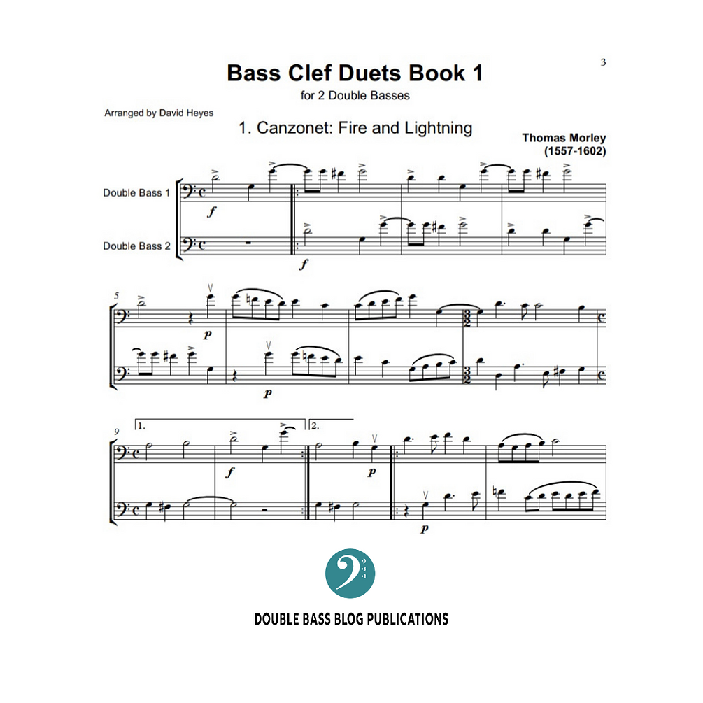 Bass Clef Duets Book 1 for 2 double basses edited and arranged by David Heyes