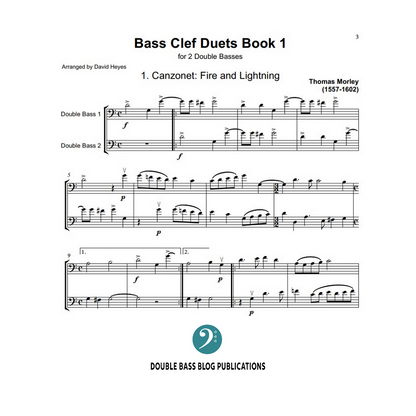 Bass Clef Duets Book 1 for 2 double basses edited and arranged by Davi ...