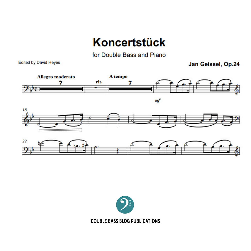 Jan Geissel: Konzertstück Op. 24 for double bass and piano (edited by David Heyes)