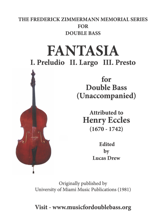 Eccles: Fantasia for unaccompanied double bass (edited by Lucas Drew)