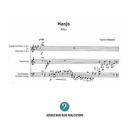 Tuomo Haapala: Hanjo for soprano sax, Eb Clarinet, Marimba, and Double Bass