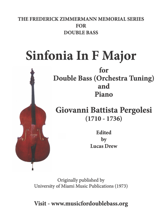 Pergolesi: Sinfonia in F Major for Double Bass and Piano (edited by Lucas Drew) and a bonus gift (Deep River)