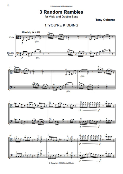 Tony Osborne: 3 Random Rambles for Violin (or Viola) & Double Bass