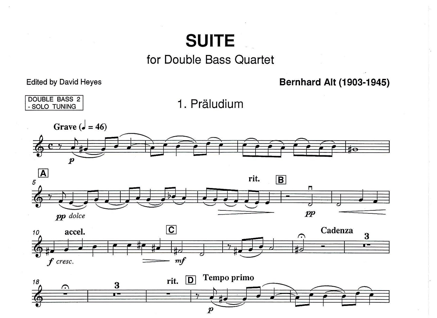 Bernhard Alt: Suite for double bass quartet