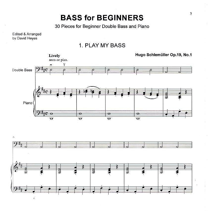 Bass for Beginners: 30 Pieces for Beginner Double Bass & Piano (arr. David Heyes)