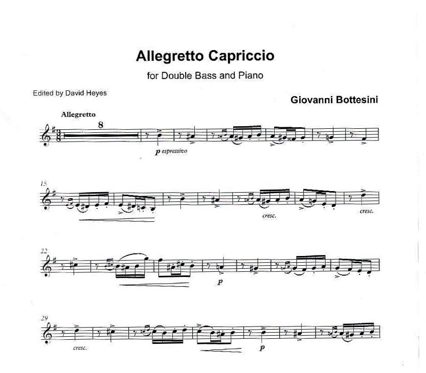 Bottesini: Allegretto Capriccio for double bass & piano (ed. David Heyes)