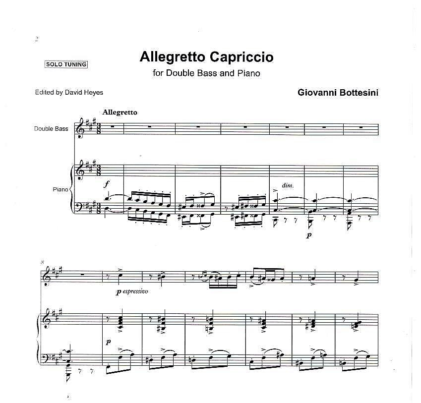 Bottesini: Allegretto Capriccio for double bass & piano (ed. David Heyes)