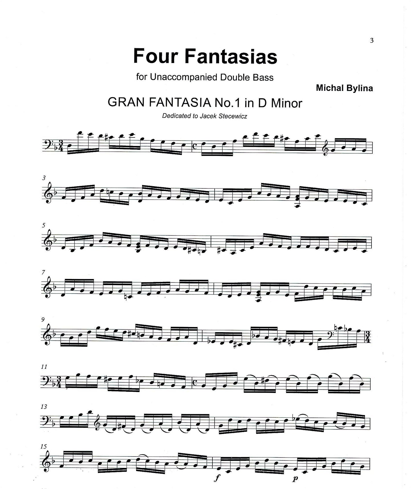 Michal Bylina: Four Fantasias for unaccompanied double bass