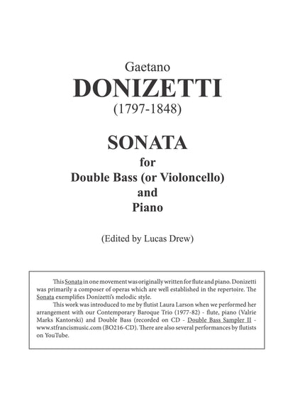 Donizetti: Sonata for Double Bass (or violincello) and Piano (edited by Lucas Drew)