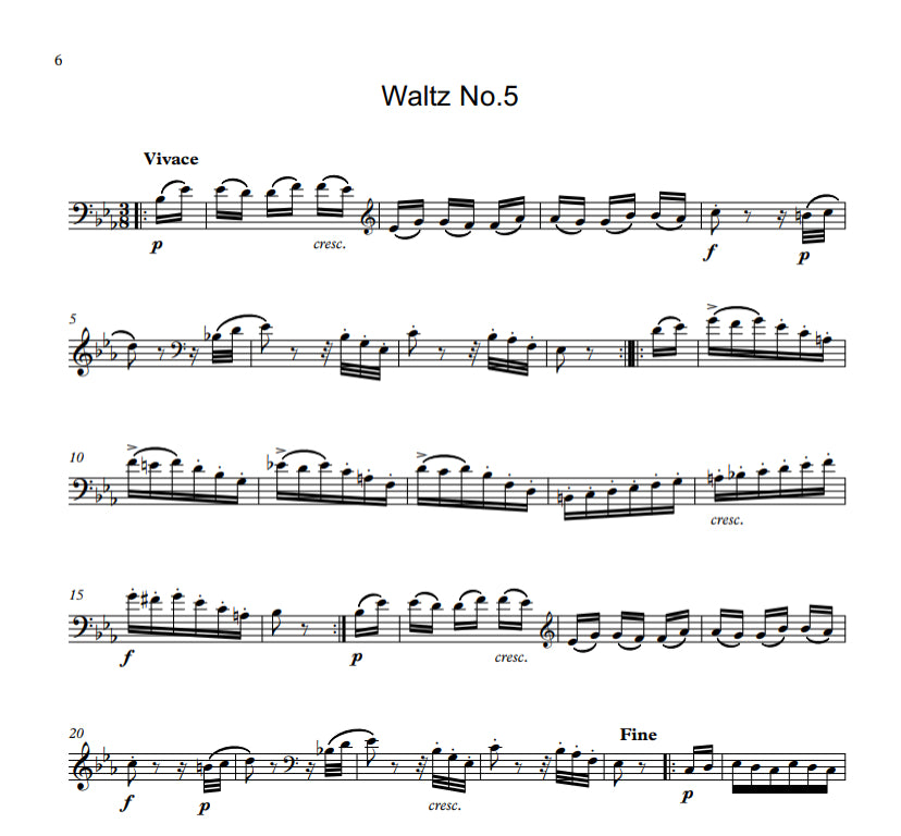 Domenico Dragonetti: 12 Waltzes for unaccompanied double bass (edited by David Heyes)