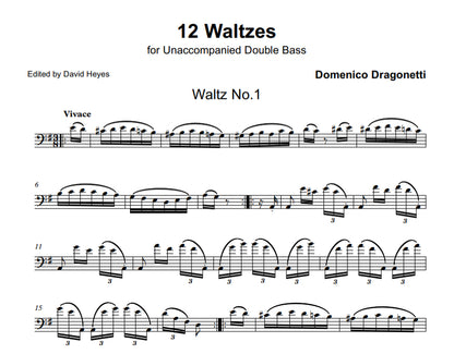 Domenico Dragonetti: 12 Waltzes for unaccompanied double bass (edited by David Heyes)