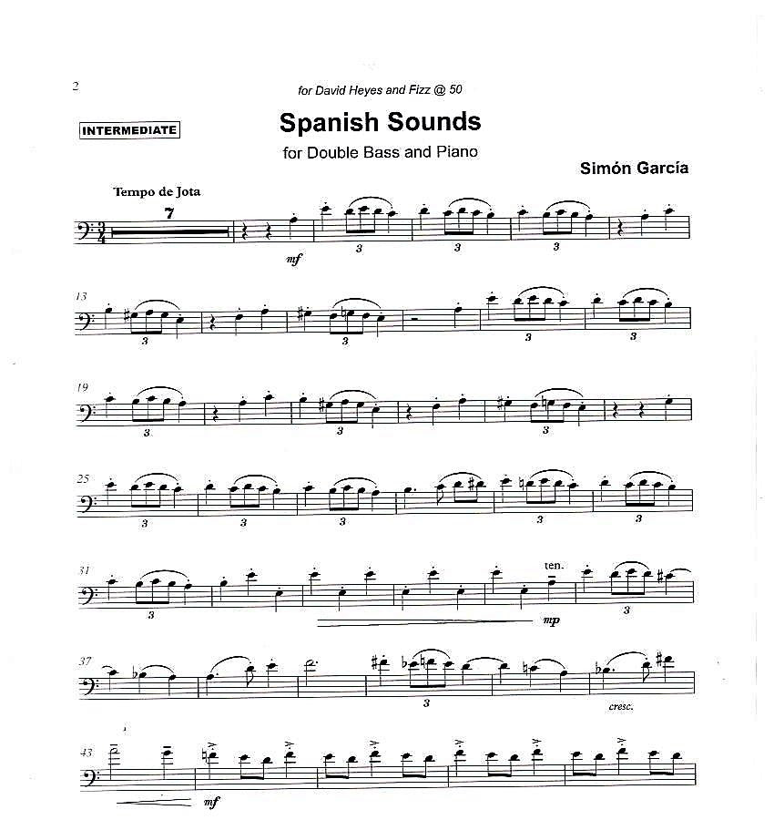 Simón García: Spanish Sounds for double bass  piano – Double Bass Sheet  Music