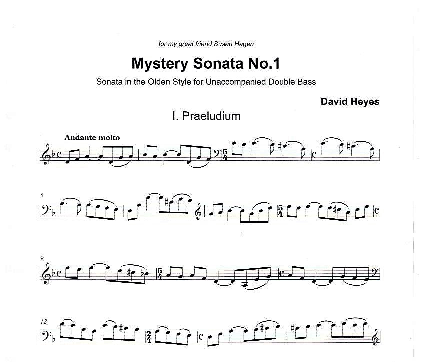 David Heyes: Mystery Sonata No.1 (Sonata in the Olden Style) for unaccompanied double bass