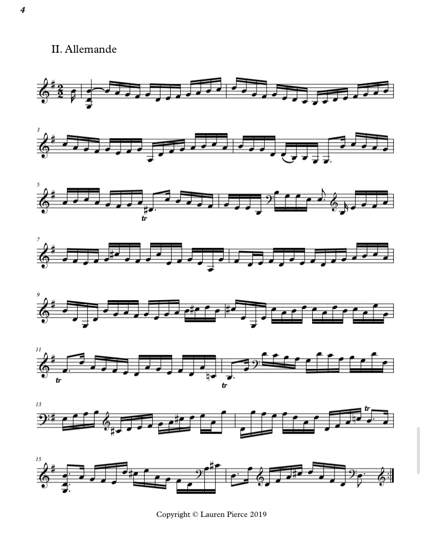 Bach:　Pierce)　Lauren　(arr.　in　Cello　Bass　G　No.　Suite　Major　Sheet　–　Double　Music