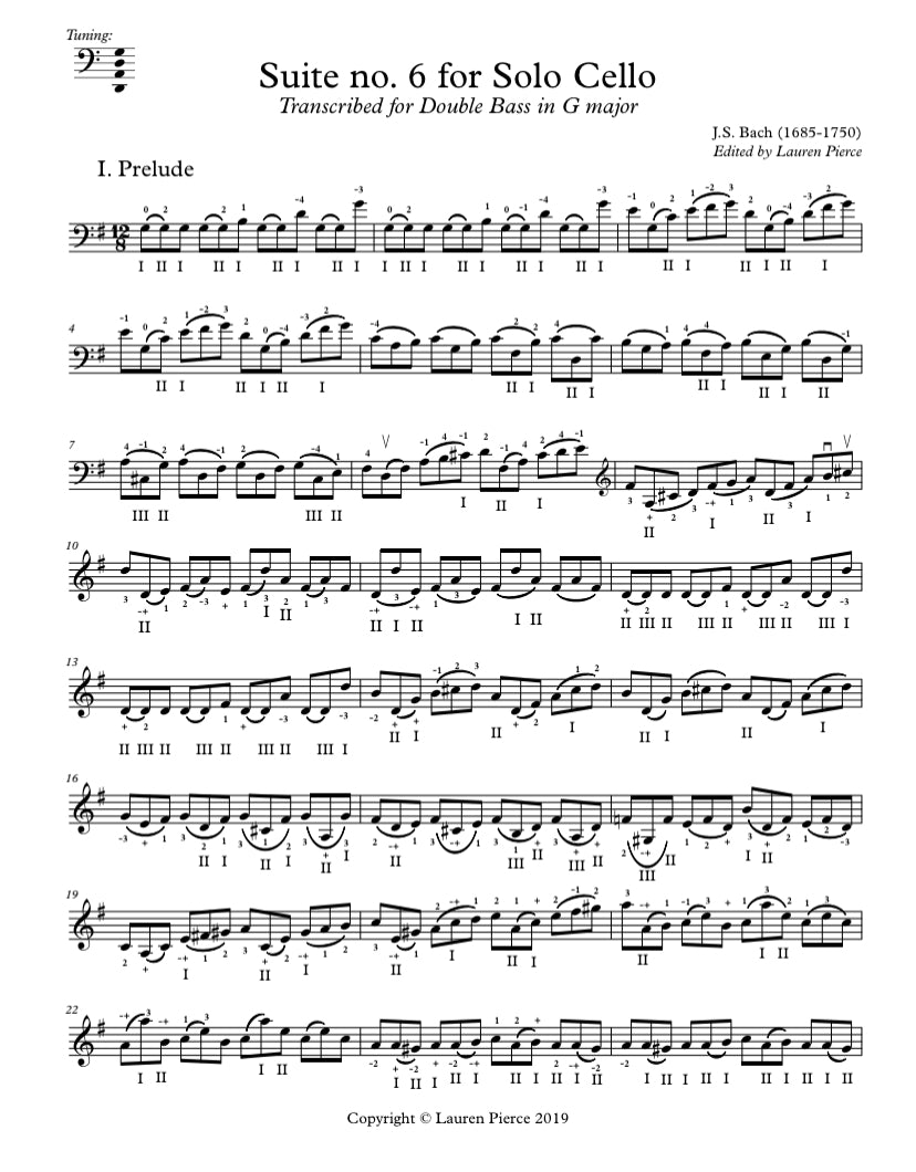 J.S. Bach: Cello Suite No. 6 in G Major (arr. for double bass by Lauren Pierce)
