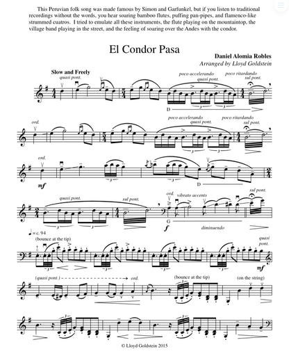 Daniel Alomia Robles: El Condor Pasa for solo double bass (arr. by Lloyd Goldstein)